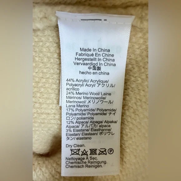 J.Crew Butter Cream Merino & Alpaca Wool Mix Button Up Sweater/Jacket Large MWT - Picture 6 of 8